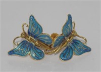 14ct gold and enamel butterfly earrings