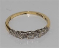Antique 18ct yellow gold and platinum ring