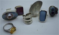 Seven assorted sterling silver rings