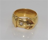 Antique 18ct gold and diamond buckle ring