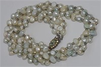 Three strand dyed pearl necklace