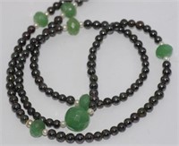 Haematite & faceted jade bead necklace