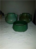 Three pieces vintage arts and crafts pottery