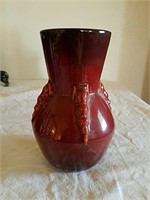 Roseville pottery vase deep red color this
