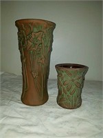 Two vintage arts and crafts design Pottery vases.