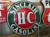 Vintage double sided Porcelain Sinclair gas sign.