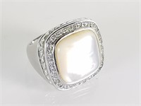STERLING SILVER LARGE RING LG M.O.P STONE