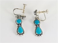 STERLING SILVER & TURQUOISE EARRINGS
