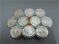 Authentic Buffalo Nickels in Belt Buckle