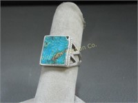 Vintage Ring Size 9.5 Sterling Silver & Turquoise