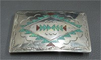 Vintage Belt Buckle-Navajo Nickel Silver