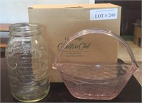 Longaberger Glass Basket & Jar.