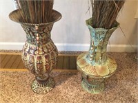 Two tin decorative vases.