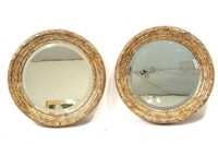 Pair French Style round Gold/Silver Leaf mirrors