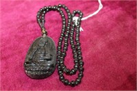Black Necklace w/ carved black pendant