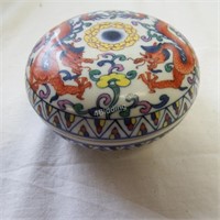 Round Chinese Trinket Box w/Dragons