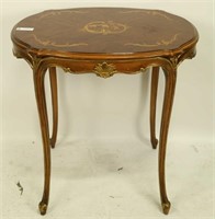 ANTIQUE FRENCH MAHOGANY & SATINWOOD INLAID TABLE