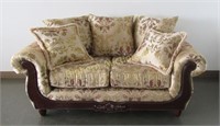 Pillow Back Love Seat w/ Wood Trim