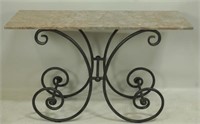 VINTAGE WROUGHT IRON & MARBLE BAKER's TABLE