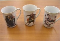 Set Of 3 Norman Rockwell Coffee Cups