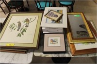 TABLE LOT OF PICTURES, PRINTS, MIRRORS, ETC.