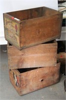 Three Vintage Wood Crates