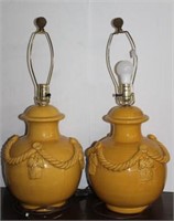 Pair of Ceramic Table Lamps with Rope