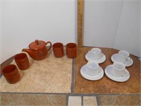 Japanese Tea Set and Solid White Tea Cups