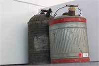 Two Vintage Galvanized Metal Oil Cans
