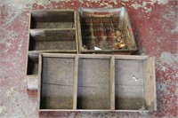 Three Vintage Divided Wood Crates
