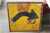 Large Metal Right Turn Road Sign