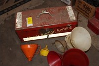 Red tool box and multi funnels