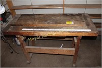 Wooden work bench with attached clamp & vice &lite