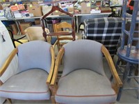 Pair of Upholstered Matching Chairs, Suit Valet