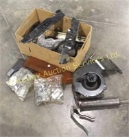 Box of assorted parts grease gun blower motor