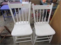 2 Painted White Solid Plank Chairs