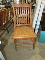 Oak Chair Press Back Cane Seat Flat Slats