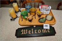 LG. WOODEN TRAY - WELCOME SIGN - ETC.