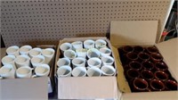 Dozen white & brown coffee mugs