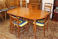 Solid Cherry Table w/  rush bottom chairs by