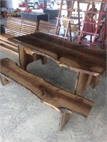 6.5-foot, live-edge butternut table with two