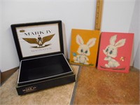 Mark IV Cigar Box & 2 Bunny Paint By Number Pictur