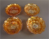 (4) Fenton Panther ftd. Round Ind. Berry Bowls –