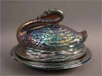 Sowerby Swan Covered Butter Dish – Blue (scarce;