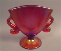 Newer Fenton Double Dolphin ftd. Fan Vase – Red