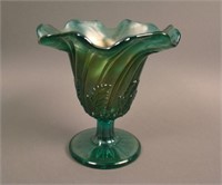 Westmoreland Leaf Swirl Stemmed Compote – Teal