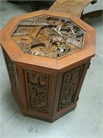 Asian octagon side table cabinet