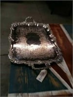 Silver-plated tray with handles