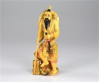 CHINESE CARVED FISHMONGER FIGURE