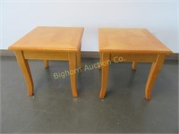 Wooden End Tables w/ Inlay Tops